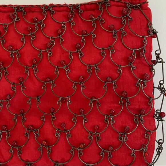 Eye Ful Bag Handbag Purse Red Metal Beaded Holiday Party Dressy Handbag NEW - Picture 7 of 16